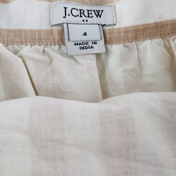 J. Crew Women's Skirt size 4 Tie Wrap Short lined Tan Cream Stripes ruffled - Picture 5 of 5